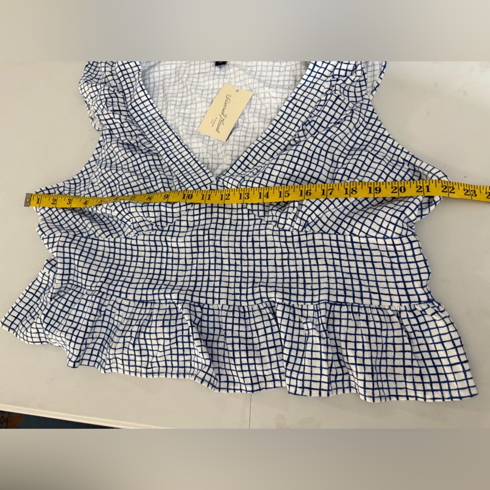 Universal Thread Women’s Blue Gingham Flutter Sleeveless Blouse . Size XXL - Picture 12 of 14